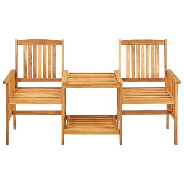 Patio Chairs with Tea Table and Cushions - Solid Acacia Wood - Image 3