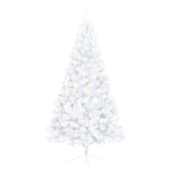 59.1" Artificial Half Pre-lit Christmas Tree with Stand - White