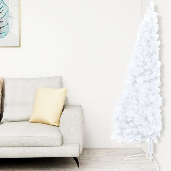 59.1" Artificial Half Pre-lit Christmas Tree with Stand - White - Image 2