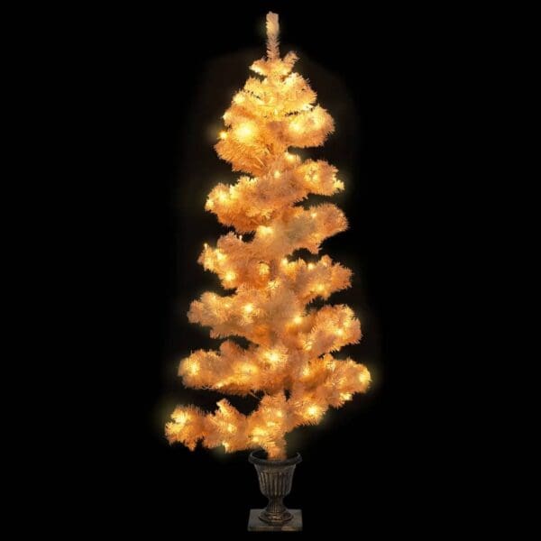 vidaXL Swirl Pre-lit Christmas Tree with Pot White 4 ft PVC