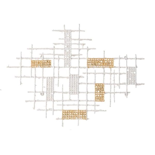 Contemporary White and Gold Geo Grid Wall Art - Image 3