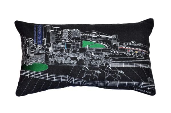 Lexington Nighttime Skyline Pillow - 24" x 14", Black