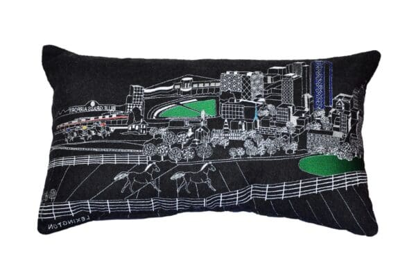 Lexington Nighttime Skyline Pillow - 24" x 14", Black - Image 3