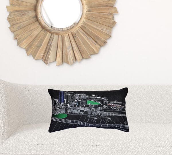 Lexington Nighttime Skyline Pillow - 24" x 14", Black - Image 6