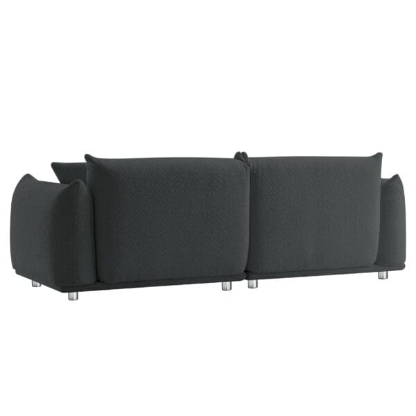 Oversized Sherpa Loveseat Sofa with Metal Legs & 2 Pillows - Black - Image 2