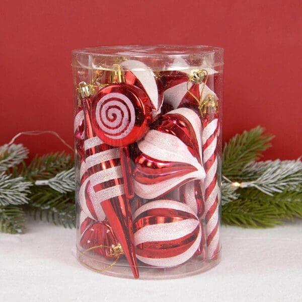 14pcs/box Christmas Ball Ornaments Red Candy Cane Xmas Tree Hanging Pendants Navidad New Year Home Decorations 2024 - Image 5