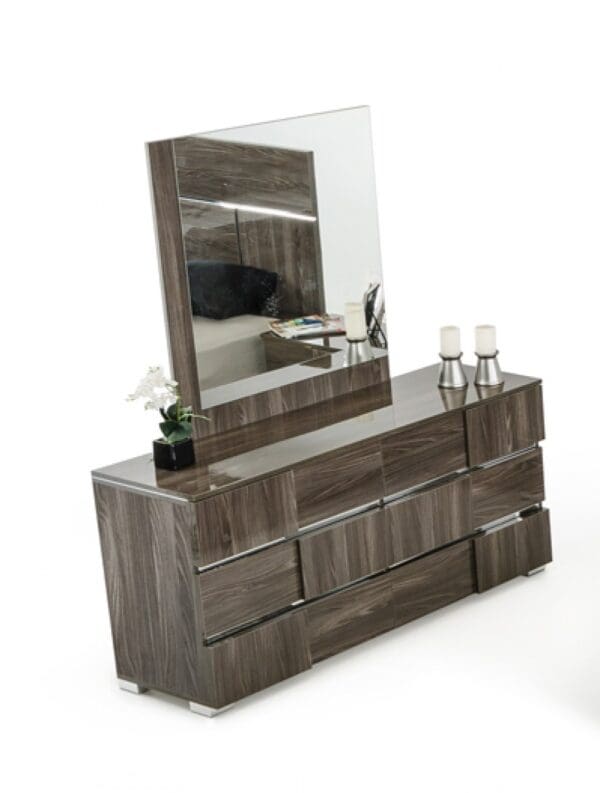 39" Grey Mdf  Veneer  And Glass Mirror - Image 2