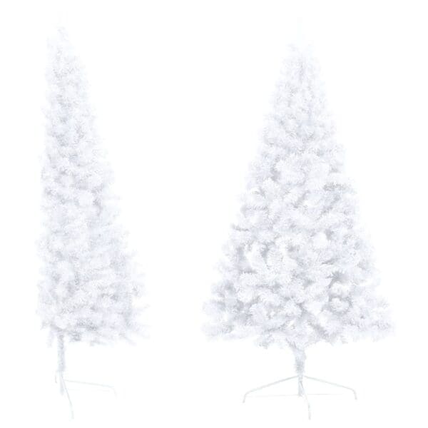 vidaXL Artificial Half Pre-lit Christmas Tree with Stand White 70.9" PVC - Image 3