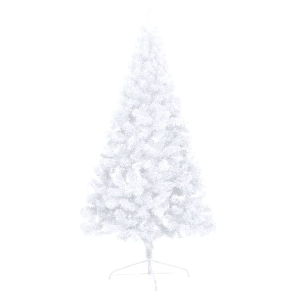 vidaXL Artificial Half Pre-lit Christmas Tree with Stand White 70.9" PVC - Image 5