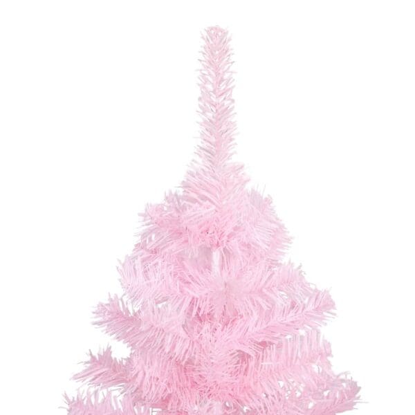 vidaXL Artificial Pre-lit Christmas Tree with Stand Pink 94.5" PVC - Image 3