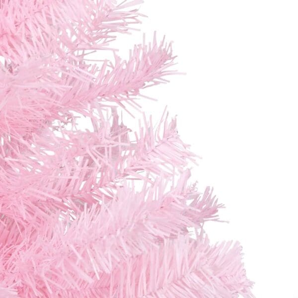 vidaXL Artificial Pre-lit Christmas Tree with Stand Pink 94.5" PVC - Image 5