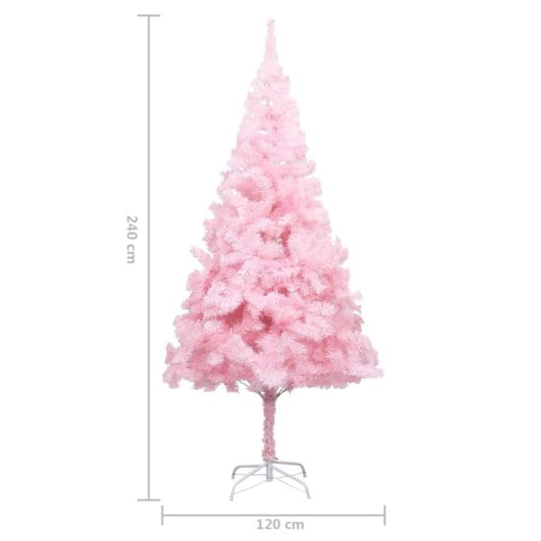 vidaXL Artificial Pre-lit Christmas Tree with Stand Pink 94.5" PVC - Image 7