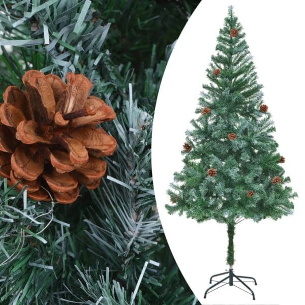 vidaXL Artificial Pre-lit Christmas Tree with Pinecones 70.9" - Image 2