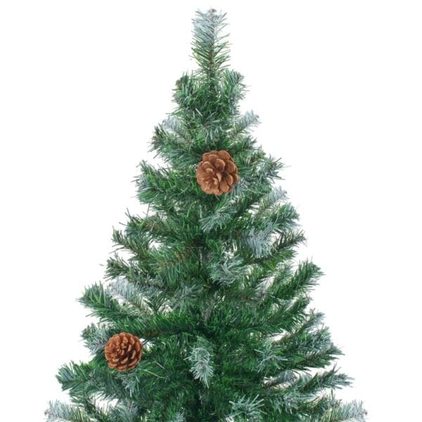 vidaXL Artificial Pre-lit Christmas Tree with Pinecones 70.9" - Image 4