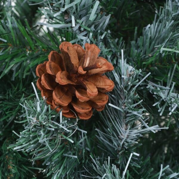 vidaXL Artificial Pre-lit Christmas Tree with Pinecones 70.9" - Image 5