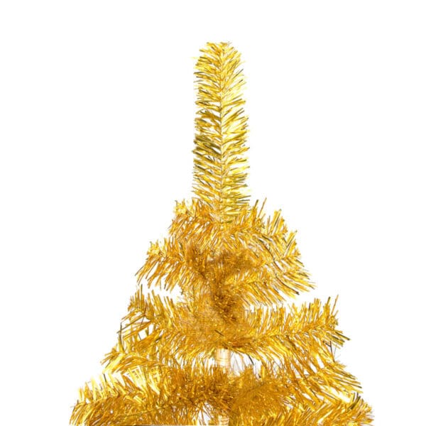 vidaXL Artificial Pre-lit Christmas Tree with Ball Set Gold 70.9" PET - Image 3