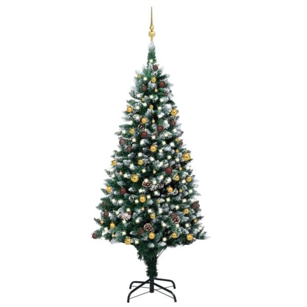 vidaXL Artificial Pre-lit Christmas Tree with Ball Set&Pinecones 94.5"