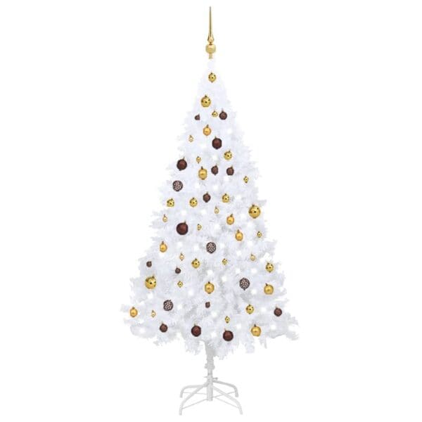 vidaXL Artificial Pre-lit Christmas Tree with Ball Set White 70.9" PVC