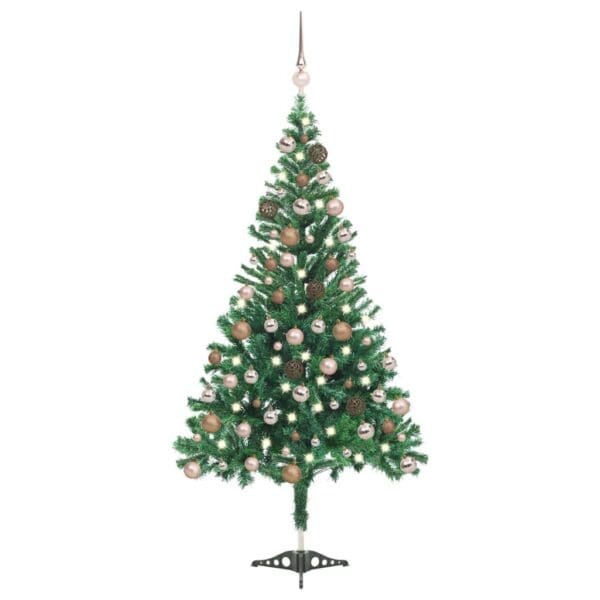 vidaXL Artificial Pre-lit Christmas Tree with Ball Set 70.9" 564 Branches