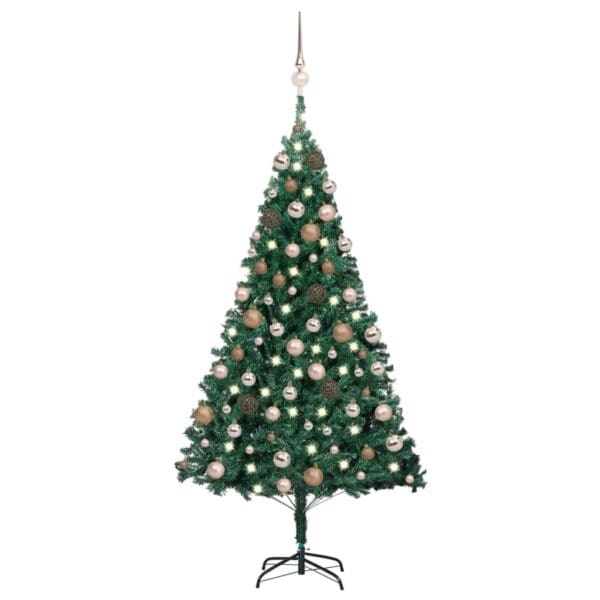 vidaXL Artificial Pre-lit Christmas Tree with Ball Set Green 59.1" PVC