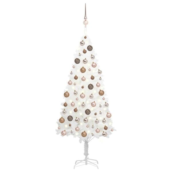 vidaXL Artificial Pre-lit Christmas Tree with Ball Set White 70.9"