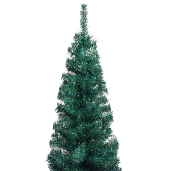 vidaXL Slim Artificial Pre-lit Christmas Tree with Ball Set Green 94.5" - Image 5