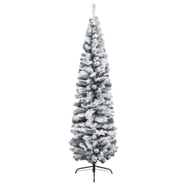 vidaXL Slim Artificial Pre-lit Christmas Tree with Ball Set Green 94.5" - Image 3