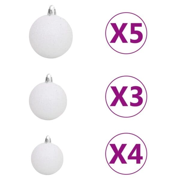 vidaXL Slim Artificial Pre-lit Christmas Tree with Ball Set Green 94.5" - Image 6