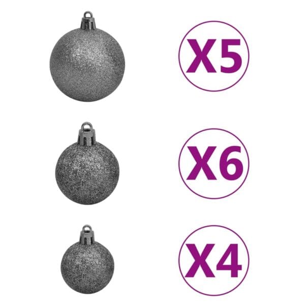 vidaXL Slim Artificial Pre-lit Christmas Tree with Ball Set Green 94.5" - Image 7