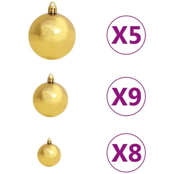 vidaXL Corner Artificial Christmas Tree LEDs&Ball Set Green 82.7" PVC - Image 6