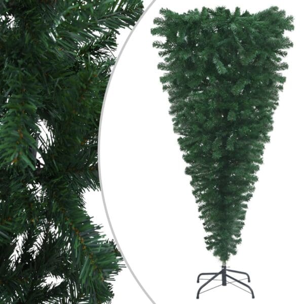 vidaXL Upside-down Artificial Pre-lit Christmas Tree Green 70.9" - Image 2