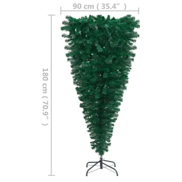 vidaXL Upside-down Artificial Pre-lit Christmas Tree Green 70.9" - Image 6