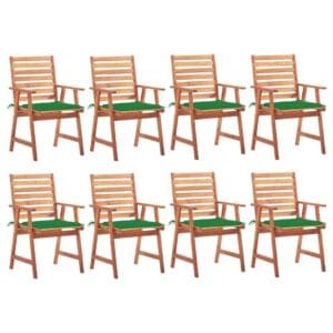Patio Dining Chairs - 8 pc with Cushions, Solid Acacia Wood