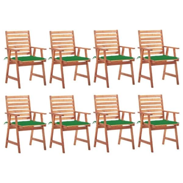 Patio Dining Chairs - 8 pc with Cushions, Solid Acacia Wood