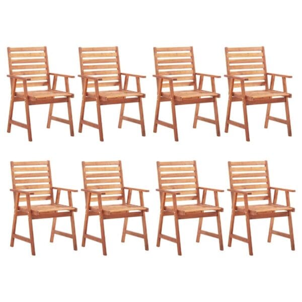 Patio Dining Chairs - 8 pc with Cushions, Solid Acacia Wood - Image 2