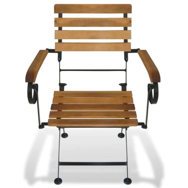 Folding Patio Chairs - 2 pc Steel & Solid Wood Acacia - Image 3