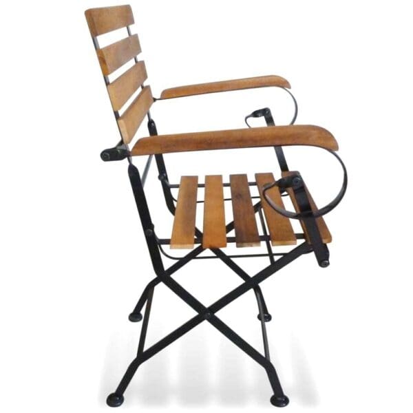 Folding Patio Chairs - 2 pc Steel & Solid Wood Acacia - Image 4