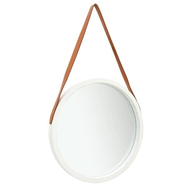 Wall Mirror with Strap 16.7" - White