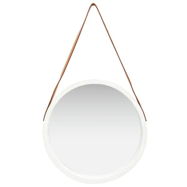 Wall Mirror with Strap 16.7" - White - Image 2