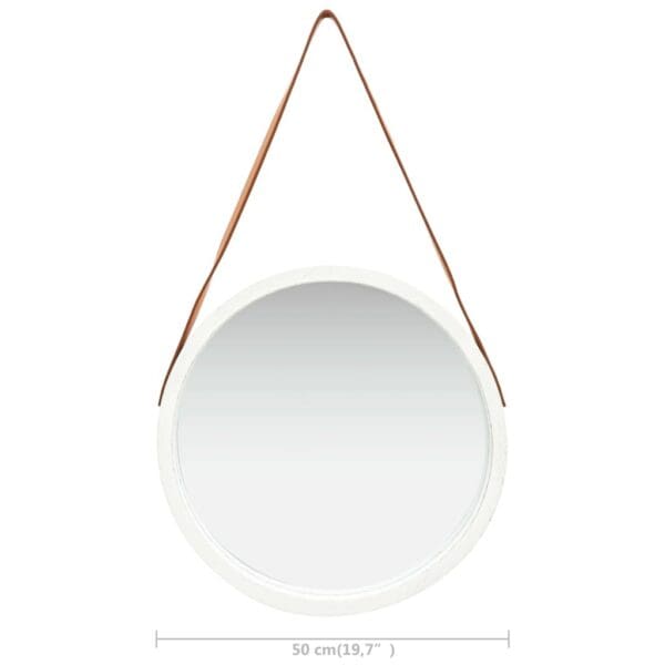 Wall Mirror with Strap 16.7" - White - Image 6