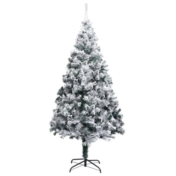 vidaXL Artificial Christmas Tree with Flocked Snow Green 6 ft PVC - Image 2