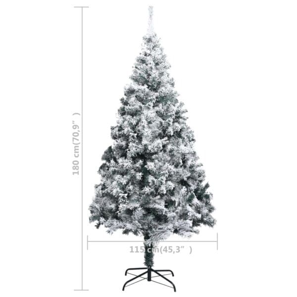 vidaXL Artificial Christmas Tree with Flocked Snow Green 6 ft PVC - Image 6