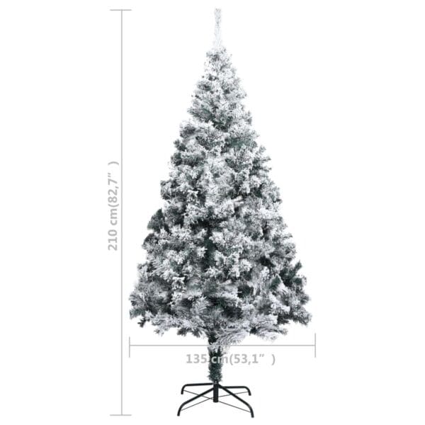 vidaXL Artificial Christmas Tree with Flocked Snow Green 7 ft PVC - Image 6