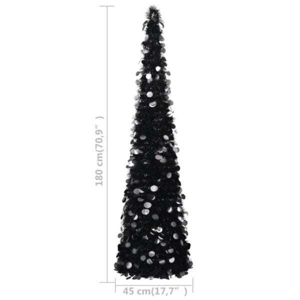 vidaXL Pop-up Artificial Christmas Tree Black 6 ft PET - Image 5