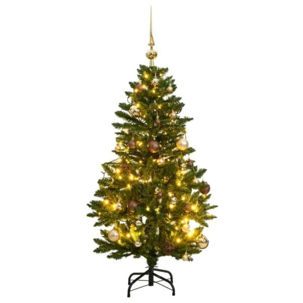 vidaXL Artificial Hinged Christmas Tree 150 LEDs & Ball Set 59.1"