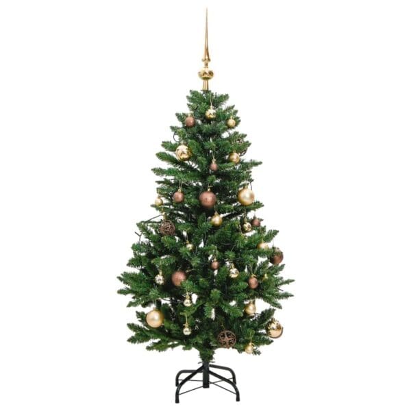 vidaXL Artificial Hinged Christmas Tree 150 LEDs & Ball Set 59.1" - Image 4