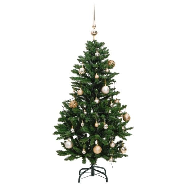 vidaXL Artificial Hinged Christmas Tree 150 LEDs & Ball Set 59.1" - Image 4