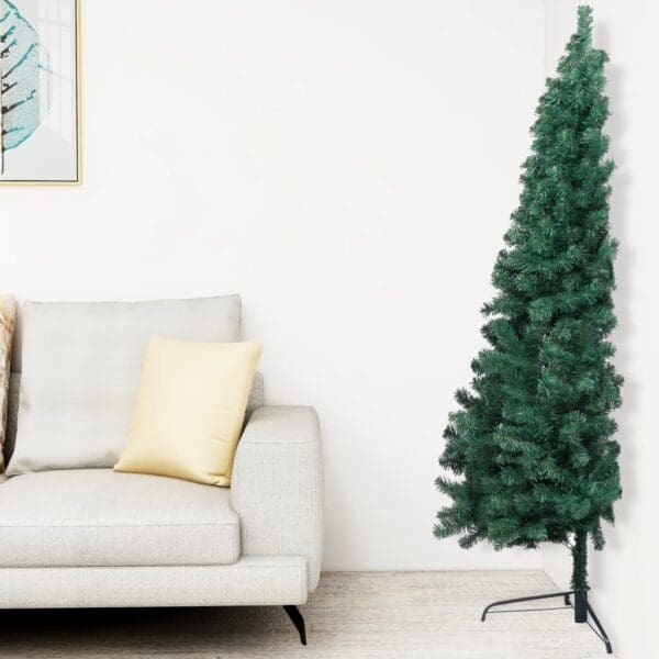 vidaXL Artificial Half Christmas Tree with Stand Green 6 ft PVC