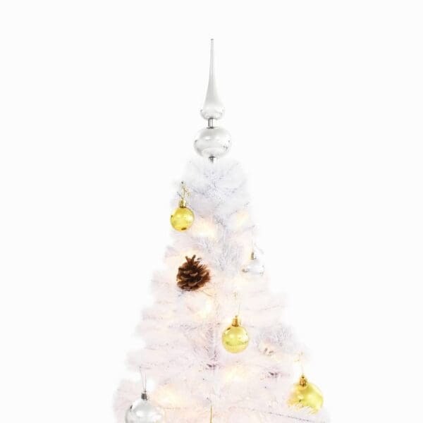 vidaXL Artificial Pre-lit Christmas Tree with Baubles White 6 ft - Image 5