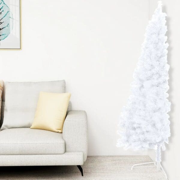 vidaXL Artificial Half Christmas Tree with Stand White 7 ft PVC